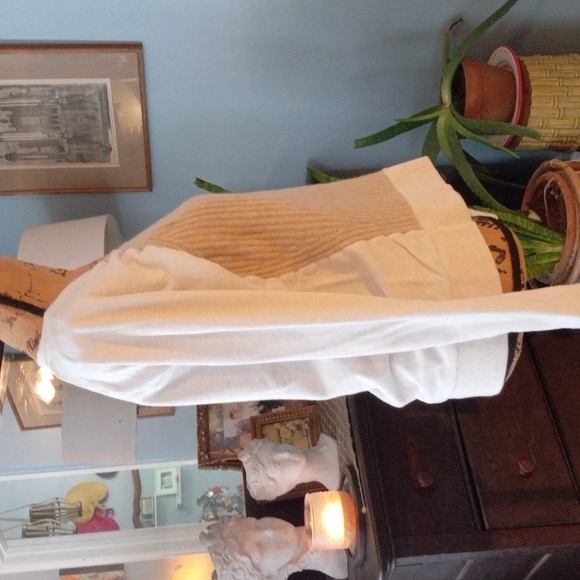 J. Crew Camel and Cream Wool Front Ribbed Pull On Sweatshirt - Picture 6 of 10